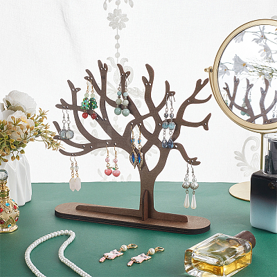 Tree Shaped Wood Jewelry Earring Display Stands DJEW-WH0816-002-1