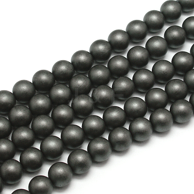 Frosted Non-magnetic Synthetic Hematite Round Bead Strands G-J344-3mm-1