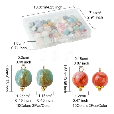 38Pcs 19 Colors Acrylic Pendants MACR-FS0001-80-1