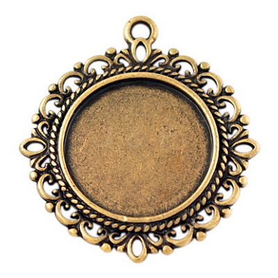 Zinc Alloy Pendant Settings for Cabochon & Rhinestone X-PALLOY-A15290-AG-LF-1