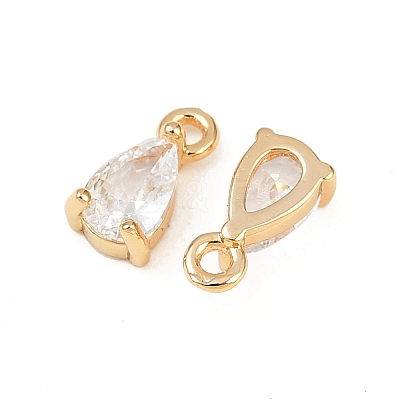 Brass Micro Pave Cubic Zirconia Pendants X-KK-K374-07G-03-1