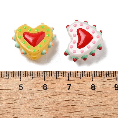 Painted Glass Beads Bumpy Beads Heart X-LAMP-V001-07-1