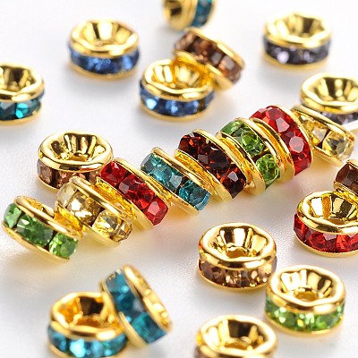 Brass Rhinestone Spacer Beads RB-A014-Z5mm-G-NF-1