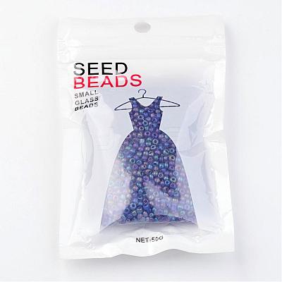 Round Transparent Colors Rainbow Glass Seed Beads X-SEED-A007-3mm-168-1