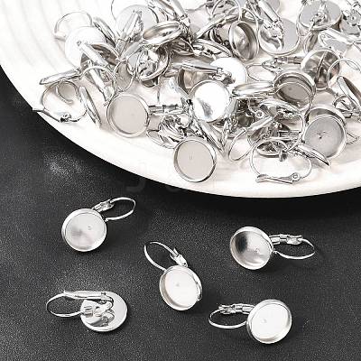 Tarnish Resistant Flat Round Tray Smooth Surface 304 Stainless Steel Leverback Earring Findings STAS-R065-65-1