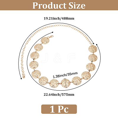 1Pc Alloy Textured Coin Link Chain Body Waist Chains for Women AJEW-GF0013-43-1