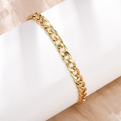 304 Stainless Steel Cuban Link
Chain Bracelets for Women BJEW-F527-06G-1