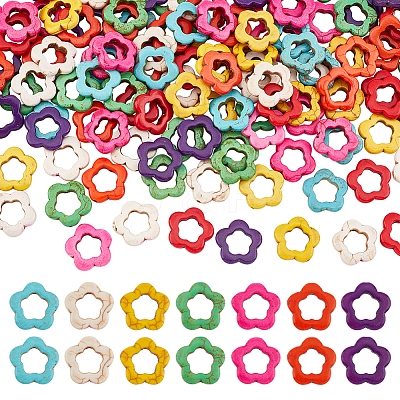 Flower Synthetic Turquoise Beads Strands TURQ-AR0001-15-1