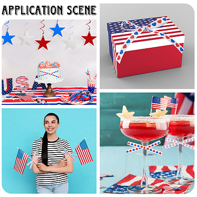 2 Rolls 2 Styles Independence Day Themes Polyester Ribbon OCOR-GF0004-50C-1