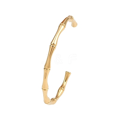 304 Stainless Steel Bamboo Joint Cuff Bangles for Women BJEW-G759-09G-1