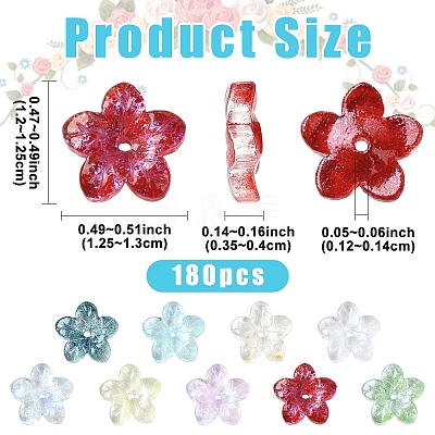 180Pcs 9 Colors Baking Paint Transparent Glass Beads DGLA-YW0001-69-1