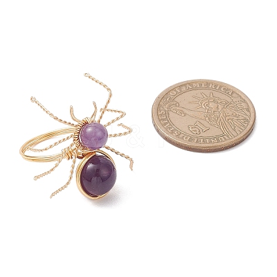 Natural Amethyst Beaded Finger Rings RJEW-TA00210-03-1