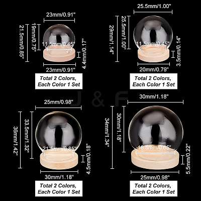 8 Sets 8 Style Round Glass Dome Cover AJEW-PH0004-87-1