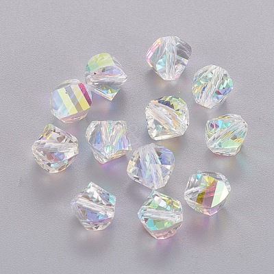 Faceted Electroplate K9 Glass Rhinestone Beads RGLA-F061-001AB-1