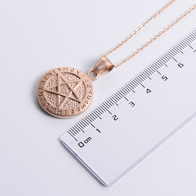 Vintage Punk Stainless Steel Viking Pentagram Pendant Necklaces for Unisex JV0846-1