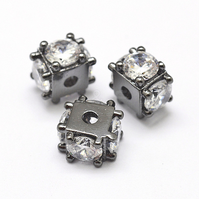 Brass Micro Pave Grade AAA Cubic Zirconia Beads KK-P126-02B-NR-1