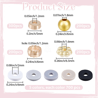 3500Pcs 5 Colors Handmade Polymer Clay Beads CLAY-PA0001-25B-1
