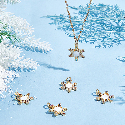 10Pcs Christmas Themed Brass Micro Pave Clear Cubic Zirconia Pendants ZIRC-BBC0002-87-1