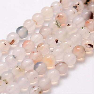 Natural Dendritic Agate Bead Strands G-G880-01-6mm-1