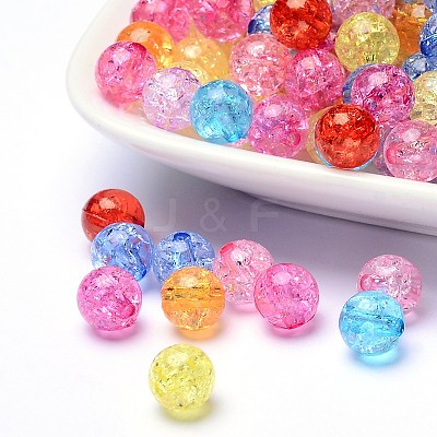 Transparent Crackle Acrylic Beads CACR-R008-10mm-M-1