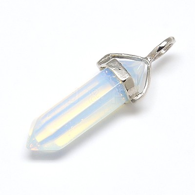 Faceted Bullet Opalite Double Terminated Pointed Pendants X-G-J261-B12-1