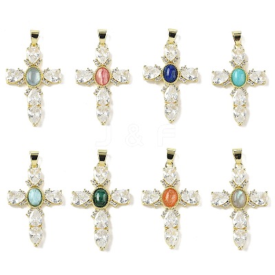 Natural Mixed Gemstone Pendants G-P585-04G-1