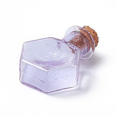Hexagon Dollhouse Miniature Glass Cork Bottles Ornament AJEW-F058-01F-1