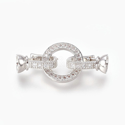 Brass Micro Pave Cubic Zirconia Fold Over Clasps KK-P164-14P-1