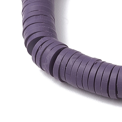 Flat Round Handmade Polymer Clay Heishi Beaded Stretch Bracelets BJEW-JB11802-02-1