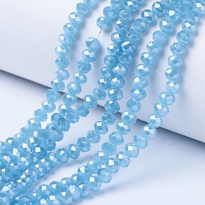 Electroplate Glass Beads Strands EGLA-A034-J8mm-A06-1
