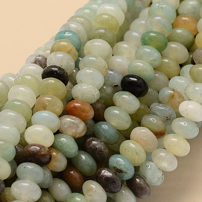 1 Strand Rondelle Natural Flower Amazonite Beads Strands G-PA0001-66-1