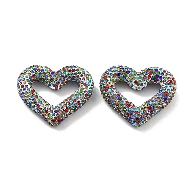 Heart Shape Polymer Clay Rhinestone Beads CLAY-NH0001-09A-1