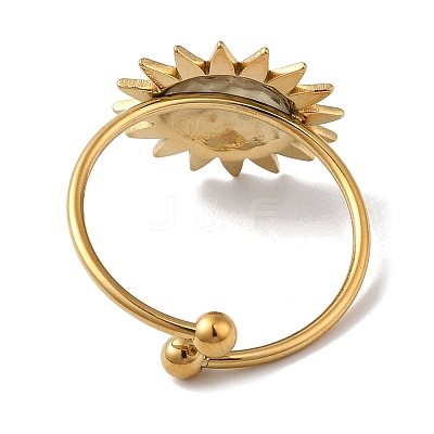 Ion Plating(IP) 304 Stainless Steel Sun Open Cuff Rings for Women RJEW-M167-09F-G-1