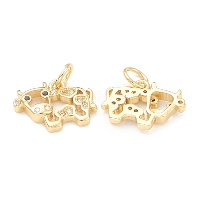 Brass Clear Cubic Zirconia Charms ZIRC-B010-22G-1
