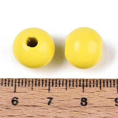 Spray Painted Round Natural Schima Wood Beads WOOD-A018-12mm-04-1