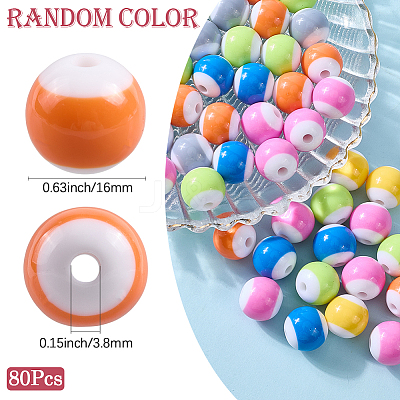 80Pcs Opaque Acrylic Beads OACR-SP0001-43-1