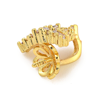 Rack Plating Brass Micro Pave Clear Cubic Zirconia Peg Bails KK-F876-24G-01-1