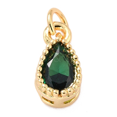 Real 18K Gold Plated Brass Inlaid Cubic Zirconia Charms ZIRC-L100-077G-1
