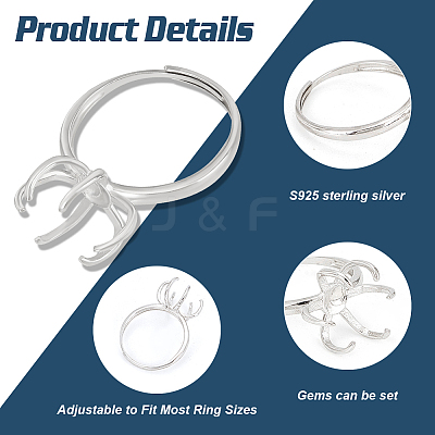 Rhodium Plated Sterling Silver Adjustable Ring Components STER-BC0002-32-1
