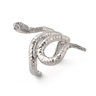Snake Alloy Open Cuff Bangles for Women BJEW-A027-02P-1