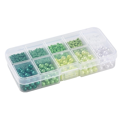 DIY 10 Grids ABS Plastic & Glass Seed Beads Jewelry Making Finding Beads Kits DIY-G119-01G-1