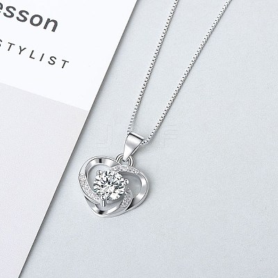 Anti-Tarnish Rhodium Plated 925 Sterling Silver Pendants ZIRC-BB50406-A-1