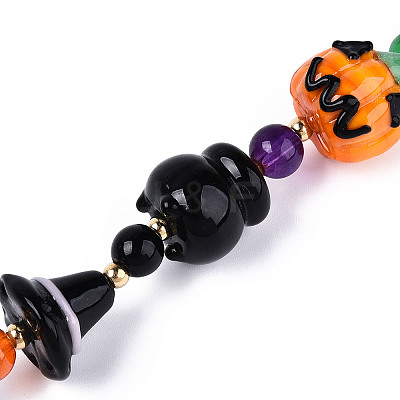 Halloween Theme Handmade Lampwork Beads Strands LAMP-N028-17A-1