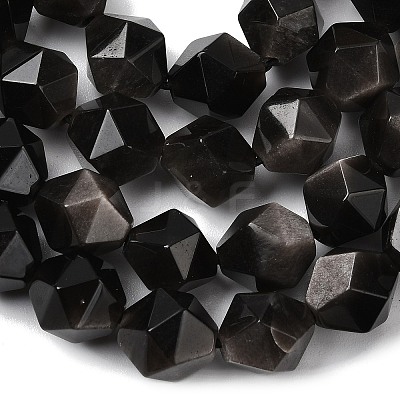 Natural Silver Obsidian Beads Strands G-Z119-A11-03-1