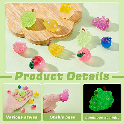 30Pcs 10 Styles Luminous Resin Fruit Display Decorations DJEW-GA0001-74-1