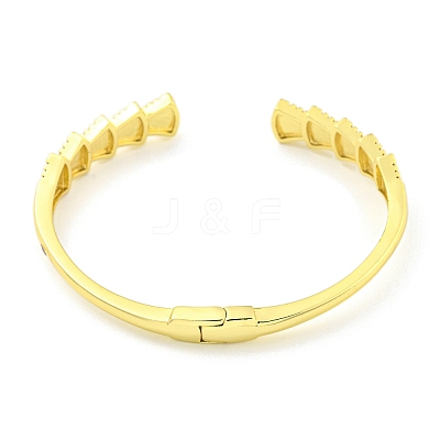 Fan Brass Micro Pave Clear Cubic Zirconia Open Cuff Bangles BJEW-Z062-18G-1
