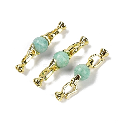 Natural Amazonite with Brass Fold Over Clasps G-G141-03G-02-1