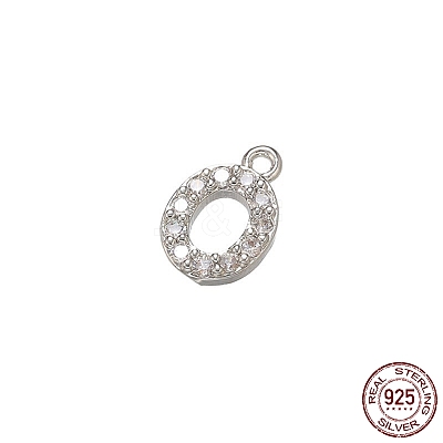 Real Platinum Plated Rhodium Plated 925 Sterling Silver Micro Pave Clear Cubic Zirconia Charms STER-P054-10P-O-1