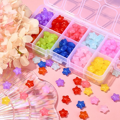 240Pcs 10 Colors Transparent Acrylic Beads MACR-YW0001-89-1