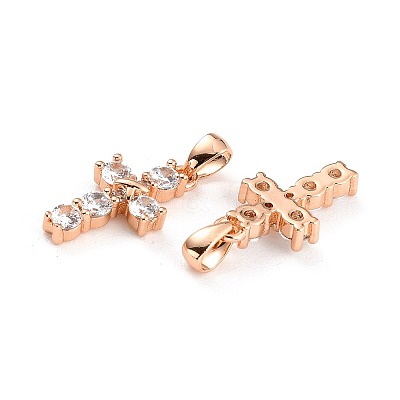Brass Micro Pave Cubic Zirconia Pendants ZIRC-P089-21RG-1
